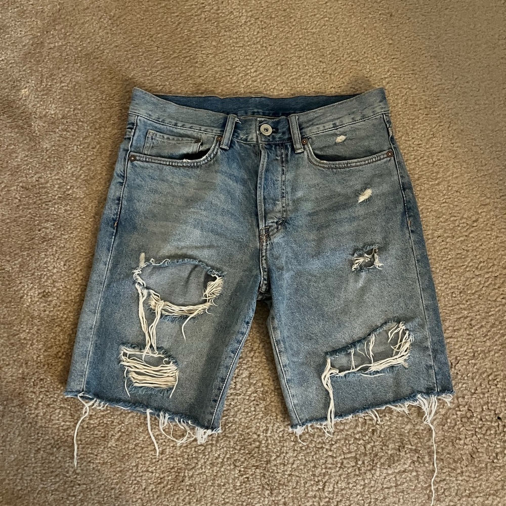 H&M Light Blue Distressed Jean Shorts